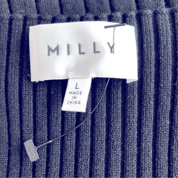 Milly black knit ribbed knit midi dress large - Picture 6 of 6